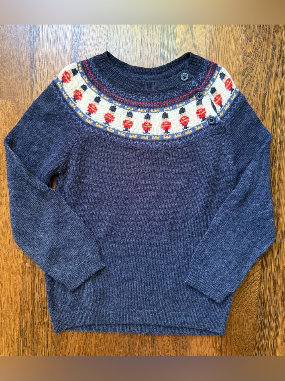 JoJo Maman Bebe Navy Sweater with Nutcracker Fair Isle Yoke 4-5Y